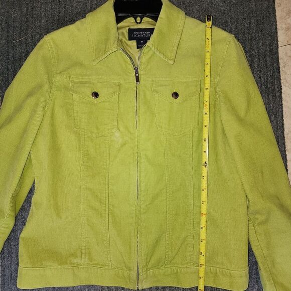 Jones New York Signature Womens Bright Green Full Zip Corduroy Jacket Sz M Trend - Picture 7 of 11
